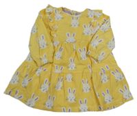 Žlté mačkané šaty so zajačikmi a volánikmi St. Bernard