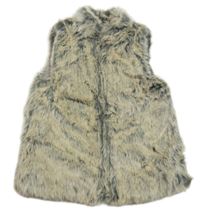 Sivo-smotanová kožušinová podšitá vesta Tu