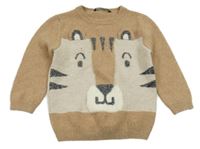 Svetlohnedý melírovaný vlnený sveter s tigrom George