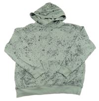 Olivovošedo-tmavosivá skrvnitá oversize mikina s vreckom a kapucňou H&M