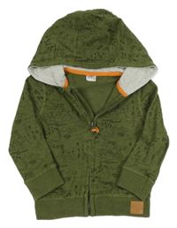 Khaki melírovaná prepínaci mikina s obrázkami a kapucňou F&F