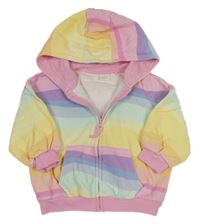 Duhovo-růžová propínací oversize mikina s kapucí Next