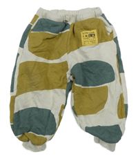 Světlebéžovo-hnědokhaki-břidlicové tepláky s nášivkou ZARA