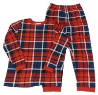 Červeno-tmavomodro-bílé kostkované fleecové pyžamo M&S