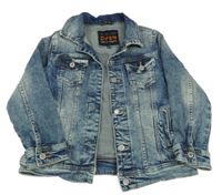 Modrá šisovaná tepláková riflová bunda s límečkem C&A