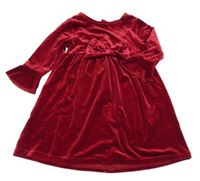 Tmavočervené lesklé zamatové šaty s mašlou St. Bernard