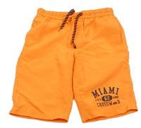 Kriklavoě oranžové plážové kraťasy s nápismi a číslom Chapter young