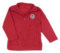 Červená fleecová funkčná mikina so znakom s lyžařem Tom Tino