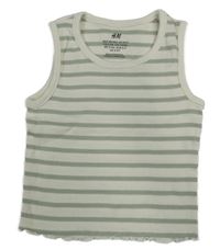 Smetanovo-světlekhaki pruhovaný rebrovaný top H&M