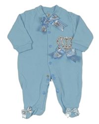 Svetlomodrý overal s korunkou s kamienkami a mašľami WAFFLE