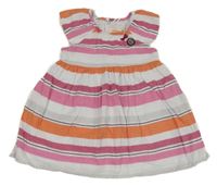 Bielo-pruhované šaty s mašličkou catimini