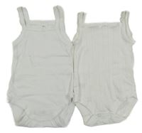 2x - Košilkové body - Bílé C&A, bílé žebrované perforované s mašličkou 