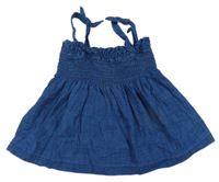 Modrý rifľový blúzková ý crop top ZARA