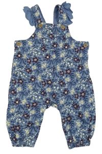 Modré květované laclové tepláky 
