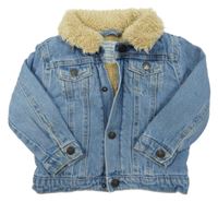 Modrá riflová zateplená bunda s huňatým límečkem PRIMARK