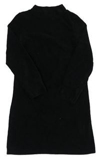 Čierne rebrované zamatové šaty so stojačikom Page One Young