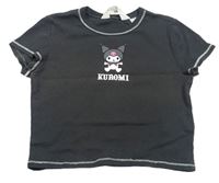 Antracitové rebrované crop tričko s Kuromi H&M