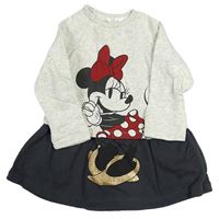Světlešedo-antracitové teplákové šaty s Minnie H&M