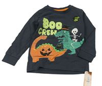 Antracitové triko s dinosaury a kostrou Dunnes