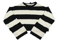 Čierno-smotanový pruhovaný crop sveter New Look