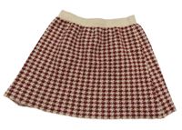 Béžovo-vínová kockovaná pletená sukňa Shein