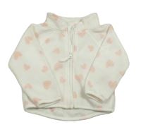 Biela fleecová prepínaci mikina so srdiečkami Ergee