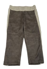 Hnědo-béžové semišové tepláky