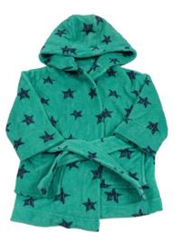 Zelený chlupatý župan s hvězdami a kapucí Next