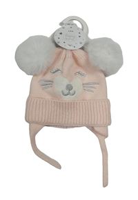 Nové - Světlerůžová čepice s čumákem a bambulemi