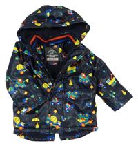 Tmavomodrá nepromokavá zateplená bunda s dopravními prostředky a kapucí George