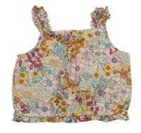 Béžovo-farebný kvetovaný crop top H&M