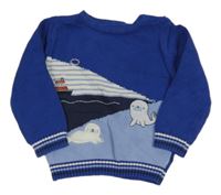 Modro-svetlomodrý sveter s tuleni Nutmeg