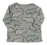 Sivé melírované tričko s hrochy Next