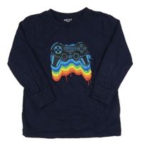 Tmavomodré triko s ovladačem Next