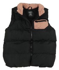 Čierno-staroružová šušťáková zateplená vesta Pep&Co