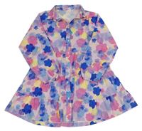 Ružovo-farebné vzorované prepínaci košeľové šaty Name it