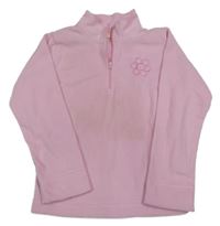 Ružová fleecová mikina s kvetinou s kamínkem