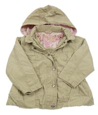 Béžová plátenná jarná bunda s vreckami a kapucňou C&A