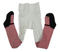 Bílo-červené punčocháče s pruhy George