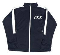 Tmavomodro-biela športová prepínaci mikina s písmeny