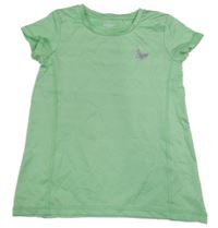 Zelenkavé perforované sportovní tričko s motýlem Topolino