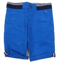 Modré plátěné chino kraťasy s úpletovým pasem Maine