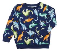 Tmavomodrá mikina s dinosaury Tu