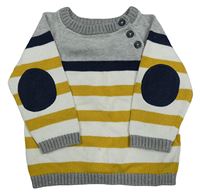 Sivo-smetanovo-horčicový sveter s pruhmi H&M