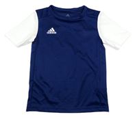 Tmavomodro-bílé sportovní funkční tričko s logem Adidas