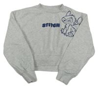 Svetlosivá melírovaná crop mikina so Stitchem Primark