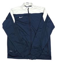 Tmavomodro-bílá sportovní propínací funkční mikina s logem Nike