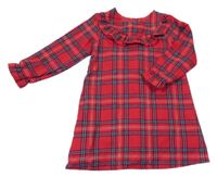 Červeno-čierno-biele kockované trblietavé šaty s volánikom Primark