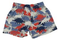 Sivo-červeno-modré pyžamové kraťasy s dinosaurami M&S