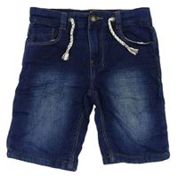 Tmavomodré rifľové teplákové kraťasy Denim Co.